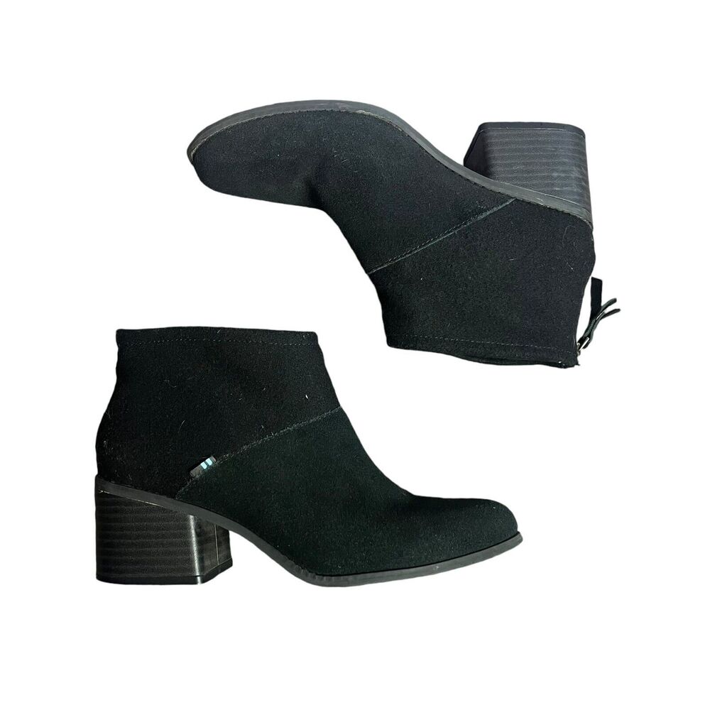 Women Tom’s Lacy Desert Suede Felt Boots Shoes Size 8.5 Black